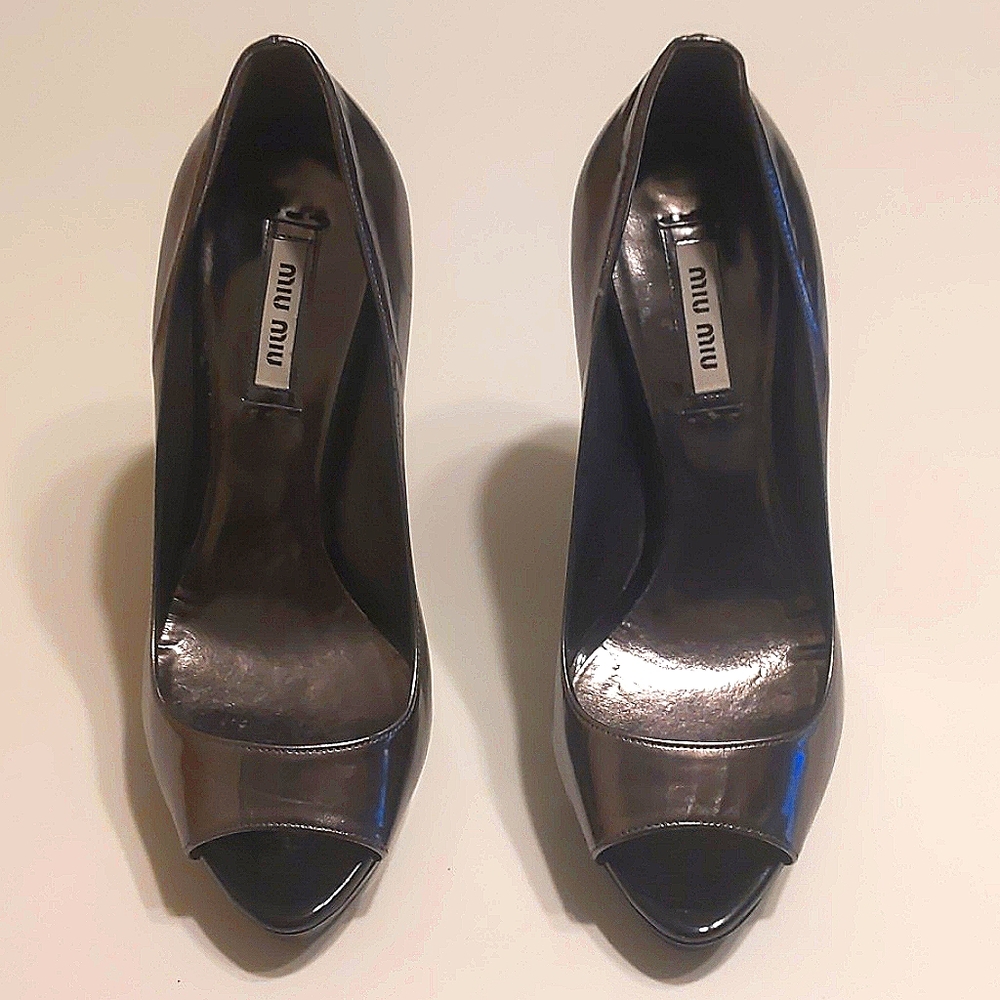 Miu Miu Metallic Patent Leather Pumps